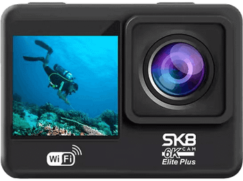 Cámara deportiva - SK8 Cam 6K Elite Plus, 6K, 70 min Autonomía, WiFi, sensor SONY 576, Hasta 40m de Profundidad, Foto 12 MP, Negro