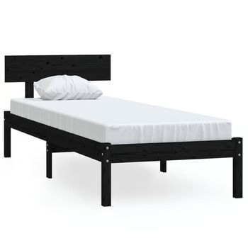 Cama Individual | Cama Para Adultos | Estructura De Cama Madera Pino Pequeña Individual 75x190 Cm