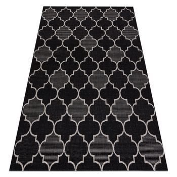 Alfombra De Cuerda Sisal Floorlux 20607 Espaldera Marroquí Negro / Pl 160x230 Cm