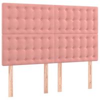 cabecero cama mueble de dormitorio con luces led terciopelo 144 x 5 x 118128 cm rosa m020002757