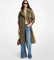 michael kors para mujer ms620flkmy gabardina oversize de algodon lavado y nailon marron verdoso xs casual verde clasico