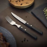 estuche de 6 cuchillos carne  negro