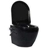inodoro de pared sin bordes con funcion de bide ceramica negro vidaxl