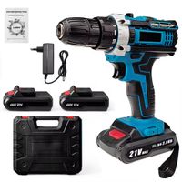 atornillador a bateria 21v linea hd  velocidad ajustable 1350rpm  2 baterias  2 puntas estuche y cargador