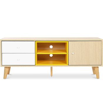 Mueble Tv De Madera - Diseño Escandinavo - Daven Amarillo