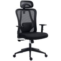 vinsetto silla de oficina giratoria con reposabrazos regulable en altura reposacabezas soporte lumbar y respaldo negro   aosom espana