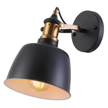 Aplique de pared de metal negro mate 18,2x25,3 cm