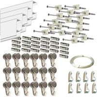 packs ganchos rm de 12 metros de riel para colgar cuadros  12 colgadores nylon riel en aluminio color blanco blanco 12m12 colgadores