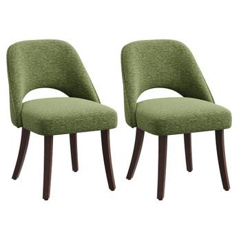Set De 2 Sillas De Comedor Smartue Estilo Moderno Madera Maciza 56x63x80cm Verde