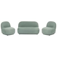 conjunto de sala de estar de tela 4 plazas sofa de dos plazas y 2 sillones respaldo bajo tapizado moderno minimalista repelente al agua verde claro lovberg