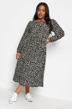 Yours Vestido Blanco Y Negro Estampado Animal, Mujer Curvy Y Tallas Grandes, Yours