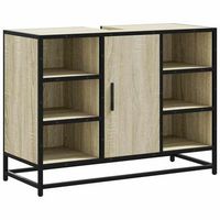 mueble de lavabo para bano roble sonoma 80x33x60 cm madera de ingenieria vidaxl