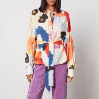 stine goya vianna floral-print satin blouse - xl