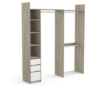 Vestidor abierto swing con 3 cajones en color roble y blanco