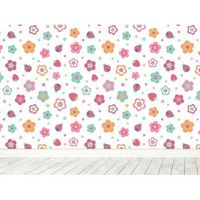 fotomural vinilo infantil flores fresas 400x300cm