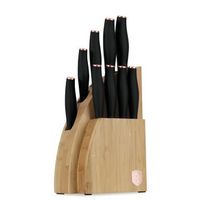 berlinger haus juego de cuchillos 10 piezas con soporte de bambu acero inoxidable mango ergonomico negrorosa dorado incluye cuchillo chef y santoku