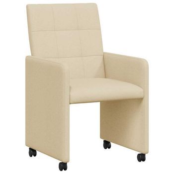 Sillas De Comedor Con Ruedas 2 Uds. Tela Crema 58 X 65 X 94 Cm Vidaxl