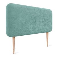 dhome cabecero tapizado en lana liso con patas redondeado para pared acusticos cabeceros absorbentes cabezal cama dormitorio verde agua 100cm