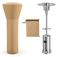 costway funda para calefactor de patio 210d con cremallera bolsa de almacenamiento impermeable a prueba de polvo resistente al viento resistente beige