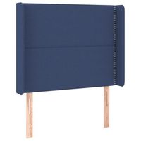 cabecero cama mueble de dormitorio con led de tela 93 x 16 x 118128 cm azul m020000458