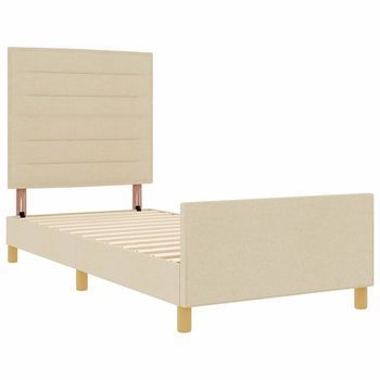 Estructura De Cama Con Cabecera Crema 80 X 200 Cm Tela