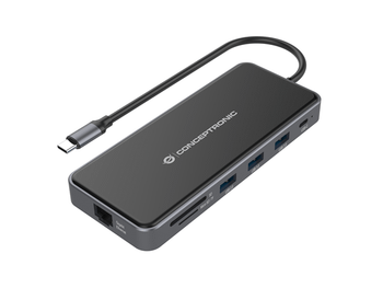 ADAPTADOR USB-C 12IN1 CONCEPTRONIC HDMIx2 VGA USB-C DATOS USB-A AUDIO LAN LECTOR TARJETAS DONN15G