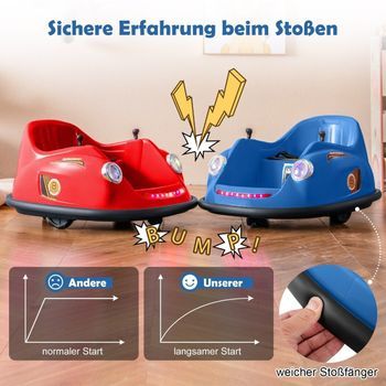 Coche De Choque De 12v Coche De Choque Eléctrico Para Niños Con Control Remoto Y Control Remoto Luces Led Y Música Azul