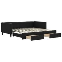 cama para adulto  cama individual  sofa cama nido con cajones tela negro 100x200 cm