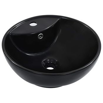 Lavabo Con Rebosadero 46,5x18 Cm Cerámica Negro Vidaxl