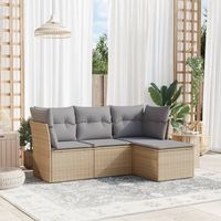 conjunto de sofas jardin con cojines 4 uds  mueble jardin mesa y sillas ratan sintetico beige cfw570118