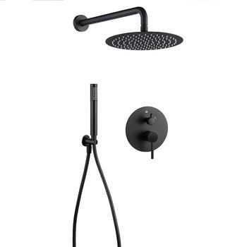 Kibath Grifo Empotrado De Ducha Equipo De Pared Monomando Oso Redondo Acabado Negro Mate Fabricado En Latón