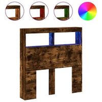 cabecero de cama  panel de cabecera con luz led roble ahumado 100x17x102 cm