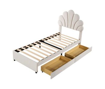 Cama infantil,cama individual de terciopelo 90x200 cm,beige