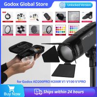 kits de accesorios godox ak-r1 s-r2 puertas de cobertizo snoot filtro de color reflector panal de abejas esfera difusora para cabezales de flash godox ad200 h200r v1