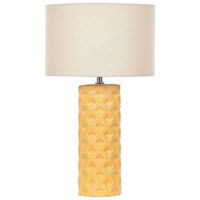 lampara de mesa de ceramica amarillo pantalla de tela beige 49 cm patron geometrico sala de estar dormitorio balonne