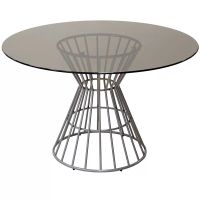 mesa comedor redonda cristal y metal-estilo moderno