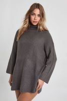 vestido jersey estilo tunica con cuello vuelto gris