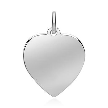 14 quilates colgante grabable de oro blanco en forma de corazón