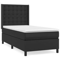 cama box spring con colchon cuero sintetico negro 90x190 cm vidaxl