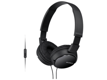 Auriculares - Sony MDR-ZX110AP, Con cable, micrófono, 12 Hz- 22kHz, 98 dB, De diadema, Supra-aural, Negro