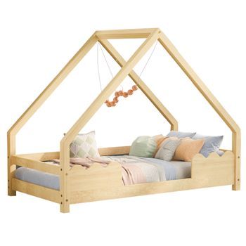 Cama De Cabina 90x200cm - Cama Infantil - Madera Maciza - Natural