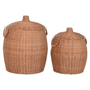 Cesta set 2 ratán metal 45x45x56 natural