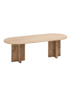 Mesa de centro de mármol daino reale y madera maciza de 120x50cm