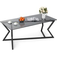 mesa de centro costway rectangular 45 x 110 x 55 cm - vidrio templado - negro