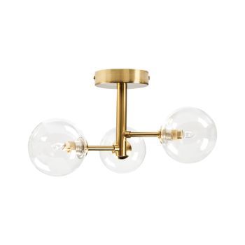 Lámpara De Techo Moderna De Vidrio De 3 Luces De Metal Pantallas Redondas Colgante De Latón Maricao
