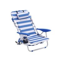 silla de playa portatil y plegable de aluminio rayas azules y blancas