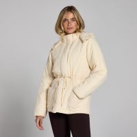chaqueta corta con cintura ajustable para mujer de mp - crema suave - xs