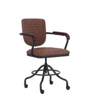 silla giratoria de oficina en piel sintetica negra y marron