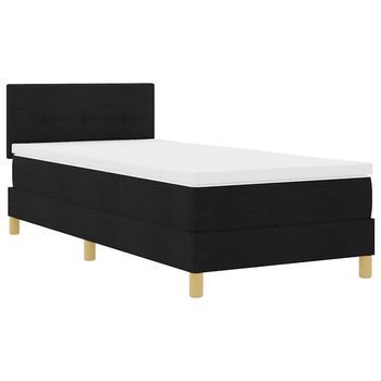 Cama Individual | Cama Para Adulto | Cama Box Spring Led Con Tiras Led Negro 80 X 200 Cm Tela