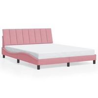 cama matrimonial  cama doble  estructura de cama sin colchon terciopelo rosa 160x200 cm cfw60672
